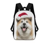 sinyumoney Akita Dog Wearing Santa Hat Sacs À Dos Pour Enfants, Sac À Dos Scolaire, Sac À Dos Imprimé En 3D Pour Enfants, Sac À Dos De Voyage, Sac À Livres, Sac D'école Pour Enfants 17inch