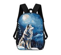 sinyumoney Alaska Wolf Snow Pixel Art Sacs À Dos Pour Enfants, Cartables Imprimés En 3D, Sacs À Dos Pour Élèves Du Primaire Et Du Collège (garçons Et Filles) 17inch