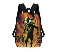 sinyumoney Alien Invasion Artwork Sac À Dos Imprimé En 3D, Sac D'école Décontracté Et Tendance Pour Enfants, Sac D'école Pour Garçons, Collégiens 17inch