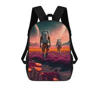sinyumoney Alien Landscape with Astronauts -3 Sac À Dos Scolaire Imprimé En 3D Pour Enfants, Sac À Dos Garçon/fille, Sac De Voyage Pour Enfants 17inch