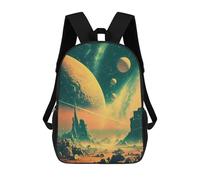 sinyumoney Alien Landscape with Planets Sac À Dos Enfant Tendance Et Amusant, Sac À Dos Pour Garçons Et Adolescents, Sac D'école Imprimé En 3D Pour Garçons 17inch