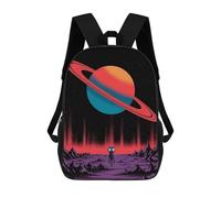 sinyumoney Alien on A Purple Planet Sacs À Dos Scolaires Pour Enfants, Sac D'école Imprimé En 3D Pour Garçons, Élèves Du Primaire Et Du Collège 17inch