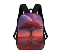 sinyumoney Alien Planet with Red Tree Sac À Dos Scolaire Pour Enfants, Grand Sac À Dos 3D, Cadeau Pour Enfants 17inch