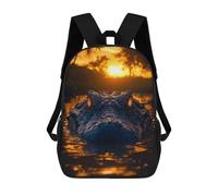 sinyumoney Alligator in Water at Sunset Sacs À Dos Pour Enfants, Sac À Dos Scolaire Imprimé En 3D Pour Enfants, Sac À Dos De Voyage, Sac À Livres Pour Enfants 17inch Sac D'école