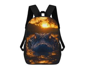 sinyumoney Alligator in Water at Sunset Sacs À Dos Pour Enfants, Sac À Dos Scolaire Imprimé En 3D Pour Enfants, Sac À Dos De Voyage, Sac À Livres Pour Enfants 17inch Sac D'école