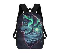 sinyumoney Alpha Wolf - Double Exposure Night Landscape Wall Art Sac À Dos Enfant, Cartable Imprimé En 3D Pour Garçons Et Adolescents 17inch