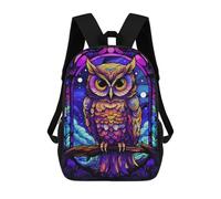 sinyumoney Amazing Owl Stained Glass Sac À Dos Enfant Fille 3D, Sac D'école, Sac À Dos Pour Tout-petits, Sac À Dos Décontracté, Sac À Livres Tendance 17inch
