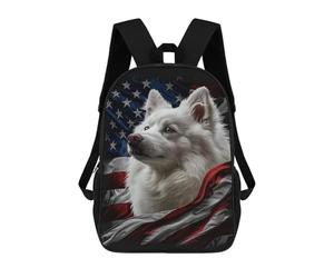 sinyumoney American Eskimo America Sacs À Dos Tendance Imprimés En 3D 17inch Sac D'école Décontracté Pour Enfants, Garçons, Élèves Du Primaire Et Du Collège
