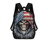 sinyumoney American Flag Hoodie Skull Art Sacs À Dos Pour Enfants, Sac À Dos Scolaire Imprimé En 3D Pour Enfants, Sac À Dos De Voyage, Sac À Livres Pour Enfants 17inch Sac D'école