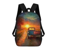 sinyumoney American Sunset Journey Sacs À Dos Tendance Imprimés En 3D 17inch Sac D'école Décontracté Pour Enfants, Garçons, Élèves Du Primaire Et Du Collège