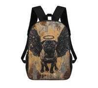 sinyumoney Angel Pug with Black Wings Sac À Dos Scolaire Pour Enfants 17 Pouces, Sac À Dos Décontracté Pour Les Voyages, Grand Sac À Dos De Jour Pour Garçons Et Filles 17inch