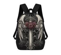 sinyumoney Angel Wings Gothic Cross Roses Sac À Dos, Cartable Imprimé En 3D, Sac À Goûter, Sac À Dos De Voyage, Sac À Dos Entre Amis, Sac À Dos Scolaire Pour Filles Et Garçons 17inch
