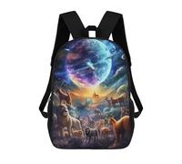 sinyumoney Animals in Space A Cosmic Gathering Sac À Dos Enfant, Sac D'école, Sac À Dos Imprimé 3D Avec Motif De Dessin Animé, Grande Capacité, Pour Garçons Et Filles 17inch
