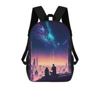 sinyumoney Anime City Sunset Sac À Dos Scolaire Pour Enfants, Sac D'école Imprimé En 3D, Sac D'école Tendance Pour Garçons, Élèves Du Primaire Et Du Collège 17inch