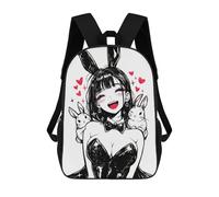 sinyumoney Anime Girl with Bunny Ears And Rabbits Sacs À Dos Décontractés Pour Enfants, Sacs D'école Pour Adolescents, Filles Et Garçons, Sacs À Dos Pour Livres 17inch