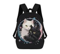 sinyumoney Anime White And Black Cat Sac À Dos Scolaire Pour Filles Et Garçons, Sac À Dos Avec Poche, Sac À Dos Tendance Pour Enfants 17inch