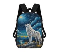 sinyumoney Arctic Wolf Starry Night Sac À Dos Scolaire Pour Enfants, 43 Cm (17 Pouces), Imprimé En 3D, Pour Garçons, Élèves Du Primaire Et Du Collège