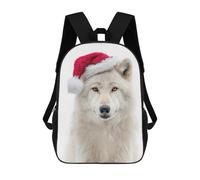 sinyumoney Arctic Wolf Wearing A Santa Hat Sacs À Dos Scolaires Pour Enfants, Sac D'école Imprimé En 3D Pour Garçons, Élèves Du Primaire Et Du Collège 17inch