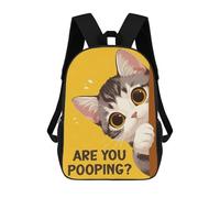 sinyumoney Are You Pooping Tabby Cat Sac À Dos Imprimé En 3D Pour Enfants, Sac D'école, Sac De Voyage Grande Capacité, Sac À Livres, Sac À Dos Pour Enfants 17inch