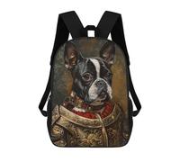 sinyumoney Armored Boston Terrier Portrait Sac À Dos Scolaire Imprimé En 3D, Sac À Dos Tendance Pour Enfants, Sac À Dos Pour Garçons, Élèves Du Collège 17inch
