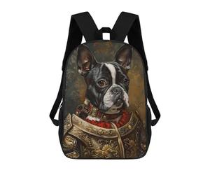 sinyumoney Armored Boston Terrier Portrait Sac À Dos Scolaire Imprimé En 3D, Sac À Dos Tendance Pour Enfants, Sac À Dos Pour Garçons, Élèves Du Collège 17inch