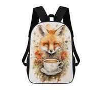 sinyumoney Art Fox And A Cup of Tea Sac À Dos Pour Garçons Et Adolescents, Sacs À Dos Pour Filles, Sacs À Dos Pour Tout-petits, Sacs À Livres Pour L'école Primaire Et Le Collège 17inch