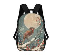 sinyumoney Art Nouveau Snow Bird in Winter Sac À Dos Scolaire Imprimé En 3D, Sac À Dos Décontracté Pour Enfants, Sac D'école Imprimé En 3D Pour Garçons, Primaire Et Collège 17inch