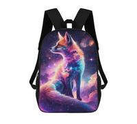 sinyumoney Artwork 38 Sac à dos pour garçons, adolescents, étudiants, filles, sacs à dos, tout-petits, école primaire, collège, cartable, Galactic Fox Portrait -5, 17"