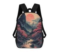 sinyumoney Asian Vintage Landscape Sac À Dos Scolaire Pour Enfants, Sac D'école Imprimé En 3D, Sac D'école Tendance Pour Garçons, Élèves Du Primaire Et Du Collège 17inch