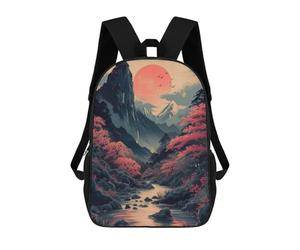 sinyumoney Asian Vintage Landscape Sac À Dos Scolaire Pour Enfants, Sac D'école Imprimé En 3D, Sac D'école Tendance Pour Garçons, Élèves Du Primaire Et Du Collège 17inch