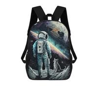 sinyumoney Astronaut And Cat on The Moon Sacs À Dos Imprimés En 3D Pour Enfants, Sacs D'école Tendance Pour Garçons, Élèves Du Primaire Et Du Collège 17inch