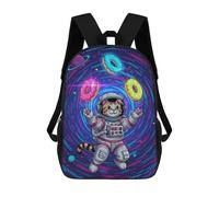 sinyumoney Astronaut Cat Juggling Donuts in Space Sac À Dos Scolaire Pour Enfants Imprimé En 3D, Idéal Pour Les Voyages Et Les Lectures, Pour Les Garçons Et Les Élèves Du Primaire 17inch