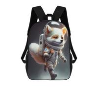 sinyumoney Astronaut Fox in Space Suit Sac À Dos Scolaire Enfant Tendance Et Décontracté, Sac À Dos Imprimé En 3D Pour Garçon, Grand Sac À Dos 17inch