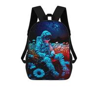 sinyumoney Astronaut in A Field of Flowers -1 Sacs À Dos Décontractés Pour Enfants, Sacs D'école Pour Adolescents, Filles Et Garçons, Sacs À Dos Pour Livres 17inch