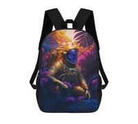 sinyumoney Astronaut in Alien Garden -1 Sac À Dos Scolaire Pour Enfants, Sac À Dos De Voyage Décontracté, Grand Sac À Dos Pour Garçons Et Filles 17inch