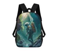 sinyumoney Astronaut in Alien Jungle Sac À Dos Imprimé 3D Pour Enfants, Sac À Dos Léger Pour Écoliers Et Écoliers, Sac À Goûter Pour La Crèche 17inch