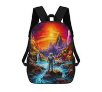 sinyumoney Astronaut in Alien Landscape -8 Sacs À Dos Scolaires Pour Garçons Et Filles, Sacs À Dos Décontractés Pour Le Sport, Sacs À Dos De Grande Capacité Pour L'école Primaire 17inch