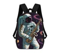 sinyumoney Astronaut in Space Playing Saxophone Sac À Dos Scolaire Pour Enfants, Imprimé En 3D, Sac À Dos Tendance Pour Garçons, Élèves Du Primaire Et Du Collège 17inch