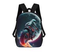 sinyumoney Astronaut Motorcycle Moon Sac À Dos Scolaire Pour Enfants, Imprimé En 3D, Pour Garçons, Élèves Du Primaire Et Du Collège 17inch