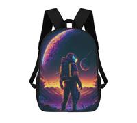 sinyumoney Astronaut on Alien Planet -3 Sac À Dos Scolaire Pour Enfants 17 Pouces, Sac À Dos Décontracté Pour Les Voyages, Grand Sac À Dos De Jour Pour Garçons Et Filles 17inch