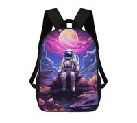 sinyumoney Astronaut on Alien Planet Sac À Dos Scolaire Pour Enfants, Sac À Dos De Voyage Décontracté, Grand Sac À Dos Pour Garçons Et Filles 17inch