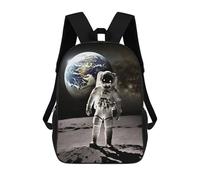 sinyumoney Astronaut on The Moon with Earth in Background Sacs À Dos Imprimés En 3D Pour Enfants, Sacs D'école Tendance Pour Garçons, Sacs De Voyage, Sacs Scolaires Pour Élèves Du Primaire 17inch