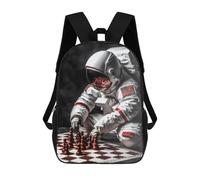 sinyumoney Astronaut Playing Chess Sac À Dos Scolaire Pour Enfants, Sac À Dos De Voyage Décontracté, Grand Sac À Dos Pour Garçons Et Filles 17inch