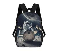 sinyumoney Astronaut Playing Drums Sac À Dos Scolaire Pour Filles Et Garçons, Sac À Dos Avec Poche, Sac À Dos Tendance Pour Enfants 17inch