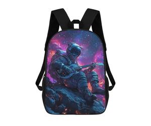 sinyumoney Astronaut Playing Guitar in Space Sac À Dos Scolaire Pour Enfants, 43 Cm (17 Pouces), Imprimé En 3D, Pour Garçons, Élèves Du Primaire Et Du Collège