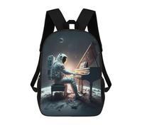 sinyumoney Astronaut Playing Piano in Space Sac À Dos Scolaire Pour Enfants Imprimé En 3D, Idéal Pour Les Voyages Et Les Lectures, Pour Les Garçons Et Les Élèves Du Primaire 17inch