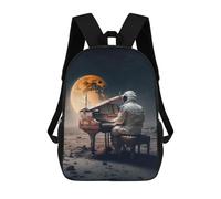 sinyumoney Astronaut Playing Piano on Mars Sacs À Dos Scolaires Pour Enfants, Sac D'école Imprimé En 3D Pour Garçons, Élèves Du Primaire Et Du Collège 17inch