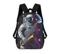 sinyumoney Astronaut Playing Saxophone in Space -2 Sac À Dos Enfant, Cartable, Sac D'école, Motif Dessin Animé 3D, Sac Pour Ordinateur Portable, Pour Garçons Et Filles 17inch