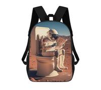 sinyumoney Astronaut Reading Newspaper on Toilet Sacs À Dos Pour Enfants, Sac D'école Imprimé En 3D, Cartable Pour Enfants, Sac De Voyage, Sac À Dos Garçon Fille, Sac D'école Pour Enfants 17inch
