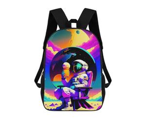 sinyumoney Astronaut Relaxing with Beer Sac À Dos Scolaire Pour Enfants 17 Pouces, Sac À Dos Décontracté Pour Les Voyages, Grand Sac À Dos De Jour Pour Garçons Et Filles 17inch